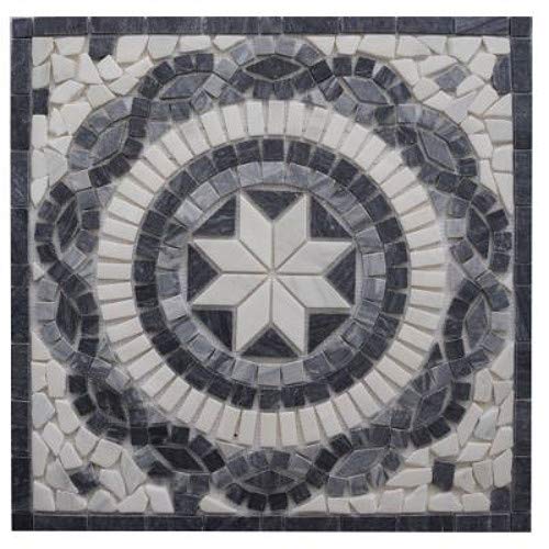 Antikmarmor Rosone 66x66 Windrose Mosaik Fliesen Naturstein Schwarz Weiss EM4 von Estile Mosaico
