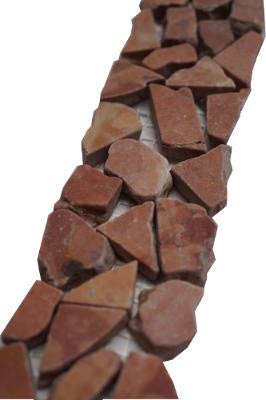 Mosaikfliesen Bordüre Rot Bruchstein Mosaik 30x5 cm Naturstein Borde Rosso Verona Fliesen B486 von Estile Mosaico