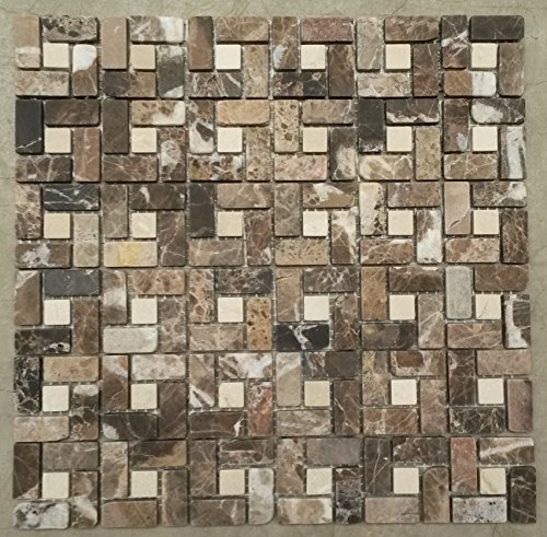 Naturstein Matte Fliesen 30x30 cm 8 mm Crema Mosaik Braun Beige Mix Marmor M518 von Estile Mosaico
