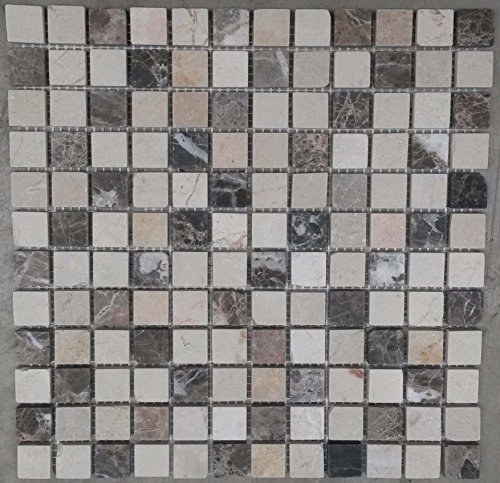 Naturstein Matte Fliesen 30x30 cm 8 mm Crema Marfil Mosaik Braun Beige Mix Marmor M528 von Estile Mosaico