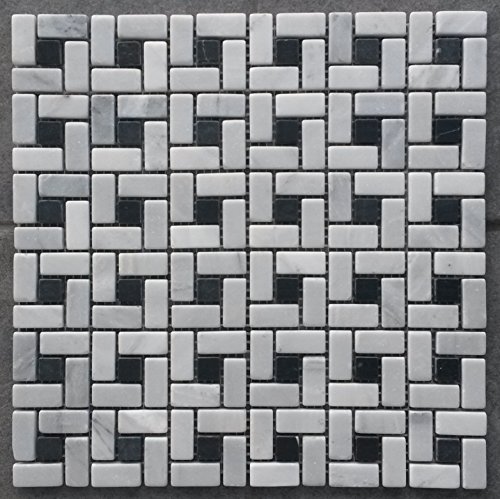 Naturstein Matte Fliesen 30x30 cm 8 mm Mosaik Grau Schwarz Mix Marmor M512 von Estile Mosaico
