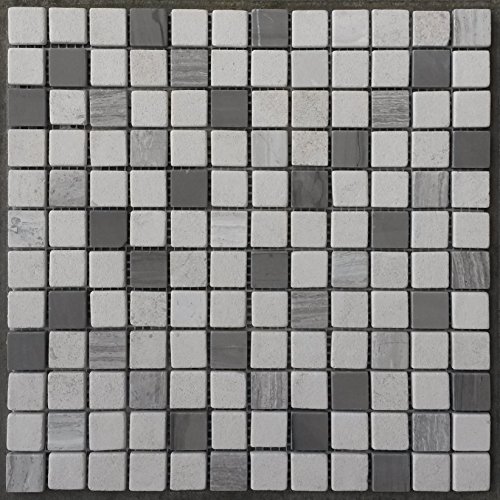 Naturstein Matte Fliesen 30x30 cm 8 mm Yawood Mosaik Grau Creme Mix Marmor M033 von Estile Mosaico