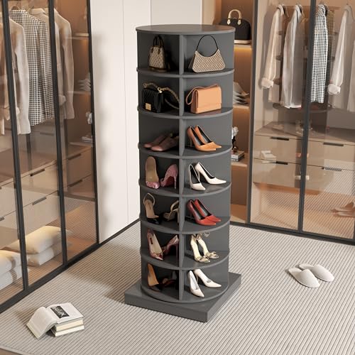 Estiliza 360 Grey Rotating Shoe Cabinet 7 Layers Holds Up to 28 Paris of Shoes von Estiliza