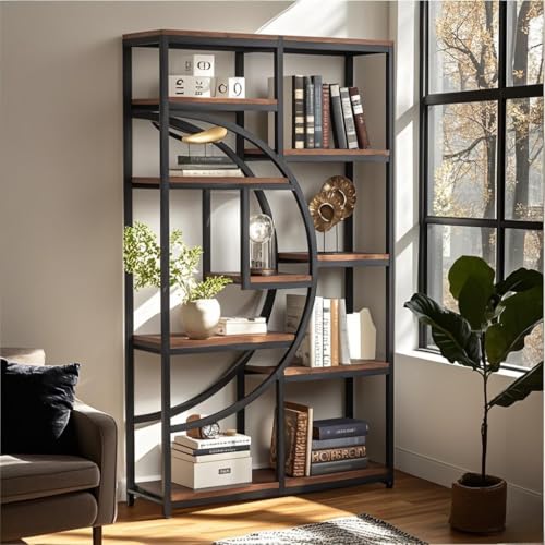 Estiliza Industrielles Bücherregal mit 5 Ebenen, freistehendes, hohes Bücherregal mit 9 offenen Ablageflächen für Wohnzimmer, 180 cm Höhe von Estiliza