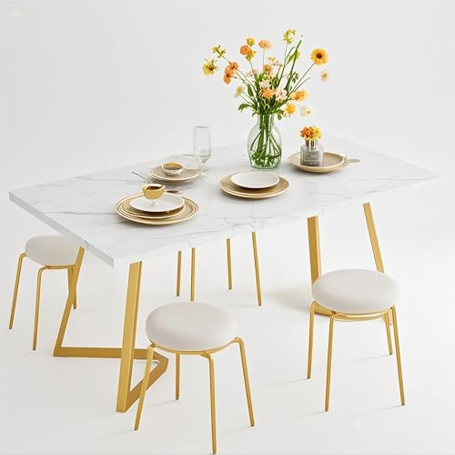 Estiliza Moderner Esstisch, 140 cm | Füße goldfarben, für 4 Personen, vielseitig einsetzbar, Wohnzimmer & Küche Estiliza Moderner Esstisch, 140 cm | Füße goldfarben, für 4 Personen, vielseitig einsetzbar, Wohnzimmer & Küche von Estiliza