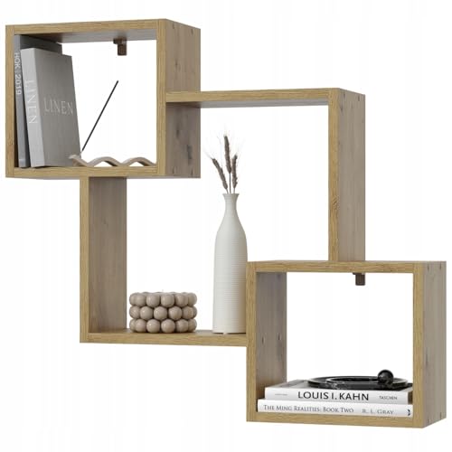 EstiloHome Wandregal Bücherregal Hängeregal, vielseitiges Regal für Wohnzimmer, Arbeitszimmer, Kinderzimmer – dekoratives Wandboard MODO 80, 10 kg Tragkraft, viele Farben (Eiche Artisan) von EstiloHome