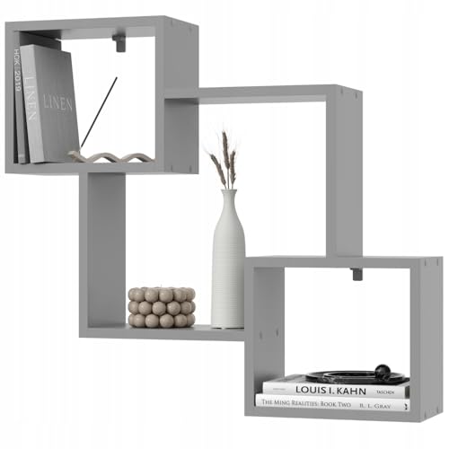 EstiloHome Wandregal Bücherregal Hängeregal, vielseitiges Regal für Wohnzimmer, Arbeitszimmer, Kinderzimmer – dekoratives Wandboard MODO 80, 10 kg Tragkraft, viele Farben (Grau) von EstiloHome