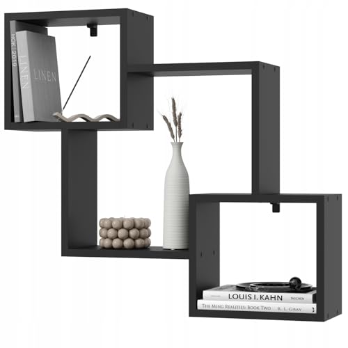 EstiloHome Wandregal Bücherregal Hängeregal, vielseitiges Regal für Wohnzimmer, Arbeitszimmer, Kinderzimmer – dekoratives Wandboard MODO 80, 10 kg Tragkraft, viele Farben (Schwarz) von EstiloHome