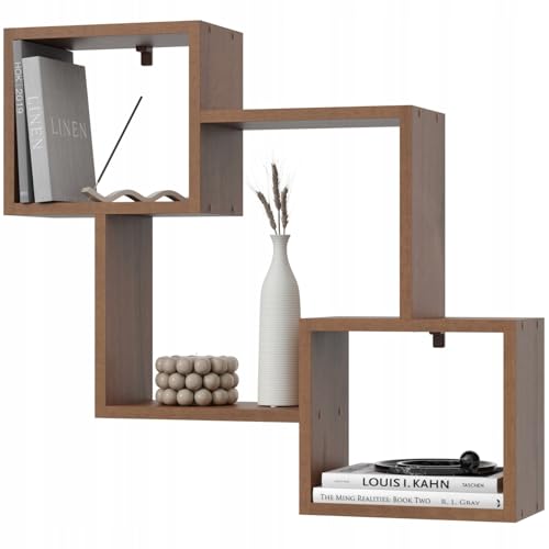 EstiloHome Wandregal Bücherregal Hängeregal, vielseitiges Regal für Wohnzimmer, Arbeitszimmer, Kinderzimmer – dekoratives Wandboard MODO 80, 10 kg Tragkraft, viele Farben (Walnuss) von EstiloHome