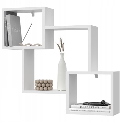 EstiloHome Wandregal Bücherregal Hängeregal, vielseitiges Regal für Wohnzimmer, Arbeitszimmer, Kinderzimmer – dekoratives Wandboard MODO 80, 10 kg Tragkraft, viele Farben (Weiß) von EstiloHome