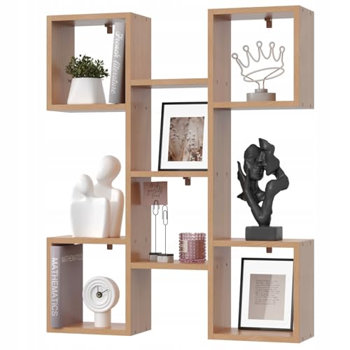 EstiloHome Wandregal Hängeregal Bücherregal, modernes Regal für Wohnzimmer, Kinderzimmer, Büro – dekoratives Wandboard TALLO 80, 20 kg Tragkraft, viele Farben (Buche) von EstiloHome