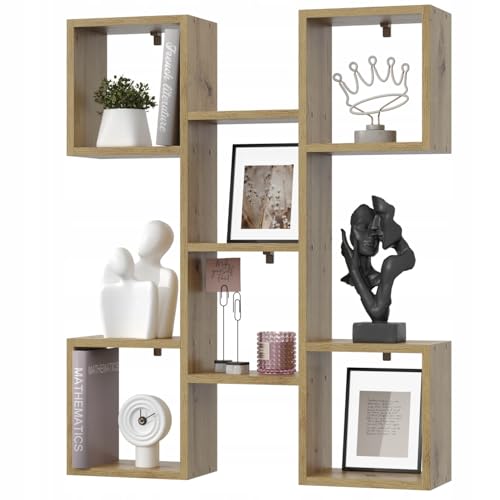 EstiloHome Wandregal Hängeregal Bücherregal, modernes Regal für Wohnzimmer, Kinderzimmer, Büro – dekoratives Wandboard TALLO 80, 20 kg Tragkraft, viele Farben (Eiche Artisan) von EstiloHome