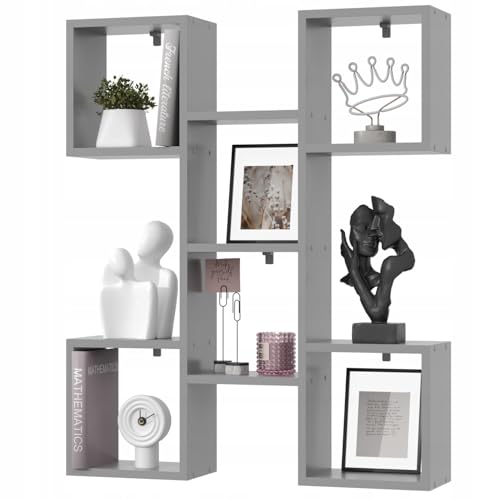 EstiloHome Wandregal Hängeregal Bücherregal, modernes Regal für Wohnzimmer, Kinderzimmer, Büro – dekoratives Wandboard TALLO 80, 20 kg Tragkraft, viele Farben (Grau) von EstiloHome
