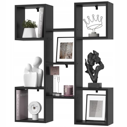 EstiloHome Wandregal Hängeregal Bücherregal, modernes Regal für Wohnzimmer, Kinderzimmer, Büro – dekoratives Wandboard TALLO 80, 20 kg Tragkraft, viele Farben (Schwarz) von EstiloHome