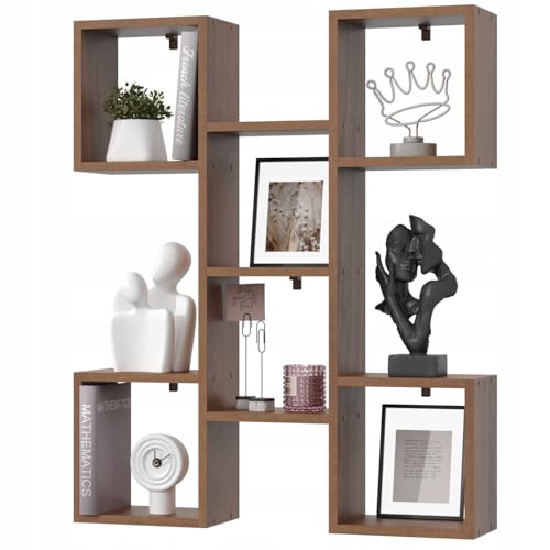 EstiloHome Wandregal Hängeregal Bücherregal, modernes Regal für Wohnzimmer, Kinderzimmer, Büro – dekoratives Wandboard TALLO 80, 20 kg Tragkraft, viele Farben (Walnuss) von EstiloHome