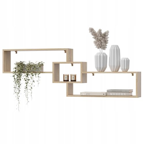 Wandregal Bücherregal Hängeregal, modernes Regal für Wohnzimmer, Kinderzimmer, Büro – stilvolles Wandboard CIRA, 20 kg Tragkraft, viele Farben (Eiche Sonoma) von EstiloHome