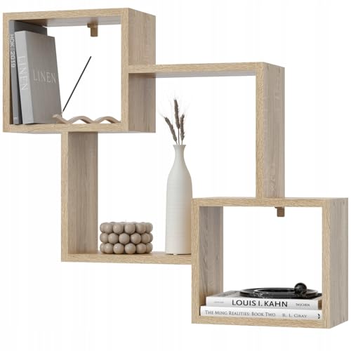 Wandregal Bücherregal Hängeregal, vielseitiges Regal für Wohnzimmer, Arbeitszimmer, Kinderzimmer – dekoratives Wandboard MODO 80, 10 kg Tragkraft, viele Farben (Eiche Sonoma) von EstiloHome