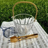 Zuckerdose Aus Glas Mit Goldfarbenem Metallgriff Und Zuckerzange, Bardekor, Einweihungsgeschenk von EstimaraVintage