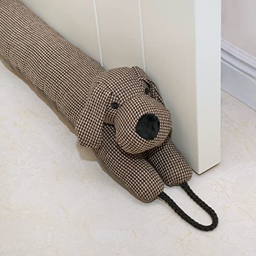 Estimber Unter Tür Zugluftstopper Dekorative Windstopper 76cm für Tür & Fenster, beschwert Tier Luft Zugluftstopper Schlange Lärm Blocker für unten an der Tür mit hängenden Schlaufen - Brauner Hund von Marwood