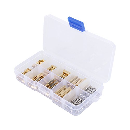 120 Stück männliche weibliche M3 Schrauben Kit, Messing Abstandshalter PCB Board Mutter Sortiment Set mit einer Box 120 Stück männliche weibliche M3 Schrauben Kit, Messing Abstandshalter PCB Board Mutter Sortiment Set mit einer Box von Estink