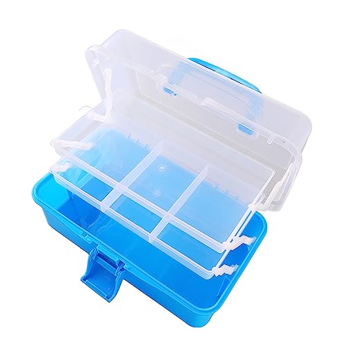 3-lagige Tragbare Aufbewahrungsbox aus Kunststoff, Tragbare, Durchscheinende Aufbewahrungsbox mit Griff, Mehrzweck-Organizer und Aufbewahrungskoffer (Himmelblau) von Estink