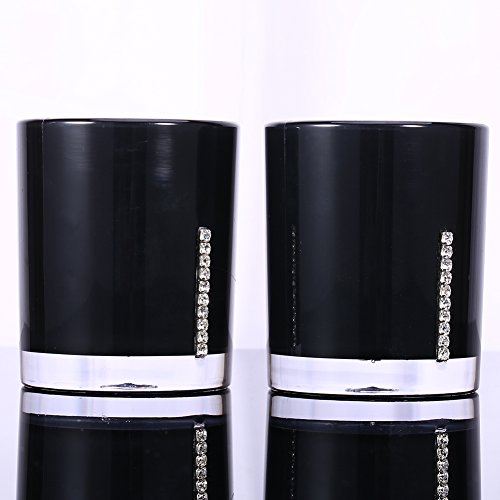 5tlg Badezimmer Zubehör Set, Badset mit Emulsionflasche, Zahnbürstenhalter, Seifenschale und 2 Gurgeln Tasse, Badezimmer-Toiletten-Set, Schwarz von Estink