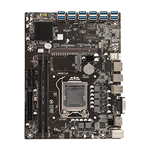 B250C Mining Machine Motherboard, Mining Machine Motherboard Unterstützt LGA 1151 DDR3 Dual Channel 32G, 12 GPU-Steckplätze, VGA-HDMI-Schnittstelle, Kompatibel mit 6th 7 von Estink
