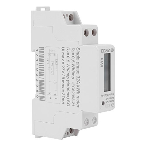 Digitaler Stromzähler, 220V Einphasen-DIN-Schienenstromzähler, mit LCD-Anzeige Wechselstromzähler, 5-32A Elektronischer KWh-Zähler von Estink