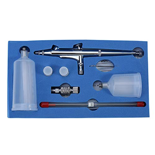 Dual Action Airbrush Kit, Gravity Airbrush Pistole Set, mit 0.2 0.5mm Düsen und Nadeln, 20cc 40cc Plastikbecher, für Airbrush-Tätowierung,Nageldesign Makeup Handwerk Kuchen von Estink