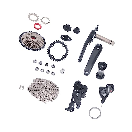 Estink 10 Geschwindigkeit 46T Kassetten Kurbelarm Arm Bottom Halterung Daumenschieber Heckummeur Set Leichtes Aluminiumlegierung für Fahrradgeschenk (34T Kettenblatt) von Estink