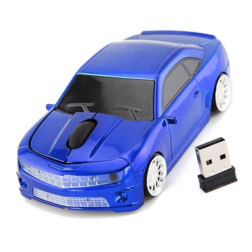 Estink 2,4 G Hoher Genauigkeitssensorauto Maus Wireless, Sportauto -Form -Computermaus für Laptop (Blue) von Estink