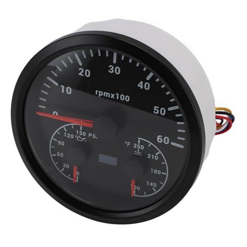 Estink 3 in 1 Multifunktions -LKW -Messgerät Genauige Tachometer Öldruck Wassertemperatur für LKW Boots Wohnmobile (Schwarzes Zifferblatt schwarzer Lünette CXA083B) von Estink