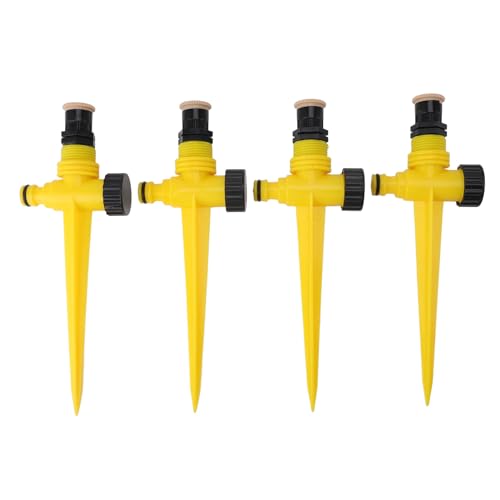 Estink 360 Grad Automatische Rotierende Gartensprinkler Effizienter Rasensprinkler für Garten Im Freien Im Freien, 4pcs Abs Sprinklerköpfe mit Streuspray (Yellow) von Estink
