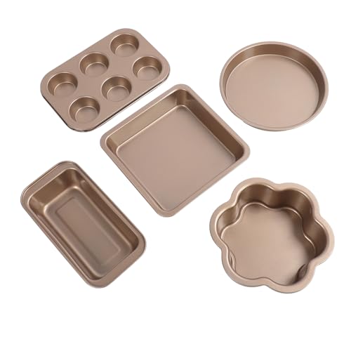 Estink Anti -Stick -6PCS Backgeschirr Set Losen Bodenkohlenstoffstahl Backformen für Sogar Wärmegetriebe für Professionelle Bäcker Geeignet (Golden) von Estink
