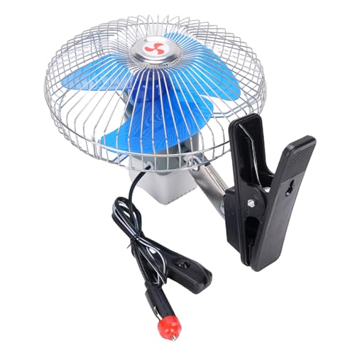 Estink Auto Oszillierender Ventilator Ruhiger 2 -Geschwindigkeits -Clamp/Holder auf DC Autokühlventilator für SUV LKW Metallgehäuse (DC12V) von Estink