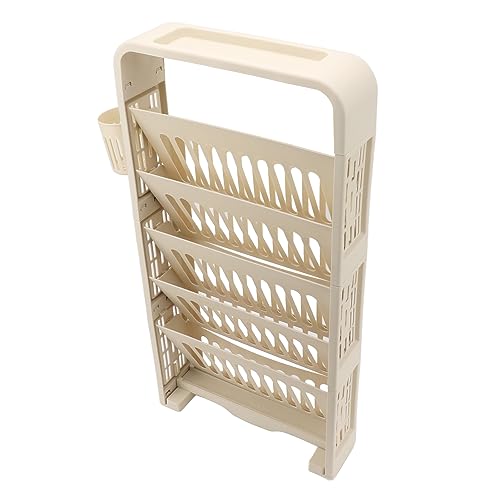 Estink Bewegbarer Klassenzimmer Deskside Bookshelf Slim 6 Tier Stationery Organizer mit Rollen für den Leseraum (Cremeweiß) von Estink