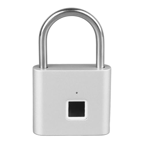 Estink Biometrischer Fingerabdruck Vorhängeschloss Keyless Wasserdichtes Elektronisches Schloss USB -USB Wiederaufladbar für Fahrrad Garagentor IP54 Schwarze Farbe (SILVER) von Estink