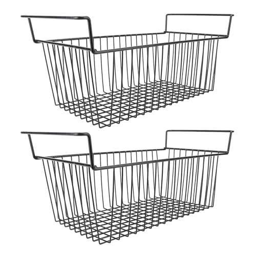 Estink Black Metall Draht Deep Gefrierschrank Speicher Rack Mülleimer - 2pcs Brust Gefrierschrank Organizer -Mülleimer Zum Aufbewahren von Obst Gemüse Snacks Spielzeug Geeignet für Waschküche (L56,5 von Estink