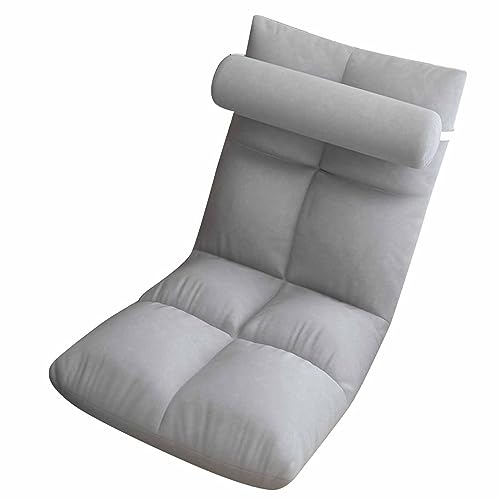Estink Bodenstuhl mit Verstellbarer Rückenlehne Weiches Klappsofa für Erwachsene Legen Flachen Liegespielstuhl für Wohnzimmer, Spielzimmer oder Andere Innennutzung (Grey) von Estink