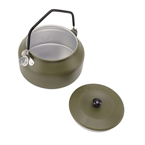 Estink Camping Teekessel Leichtes Tragbares Aluminiumlegiertee -Teekanne mit Tragbarem Lebensmittelqualität für Außenwanderungen, Kratzfestes Camping -Picknick, 0,9 L Kapazität (GREEN) von Estink