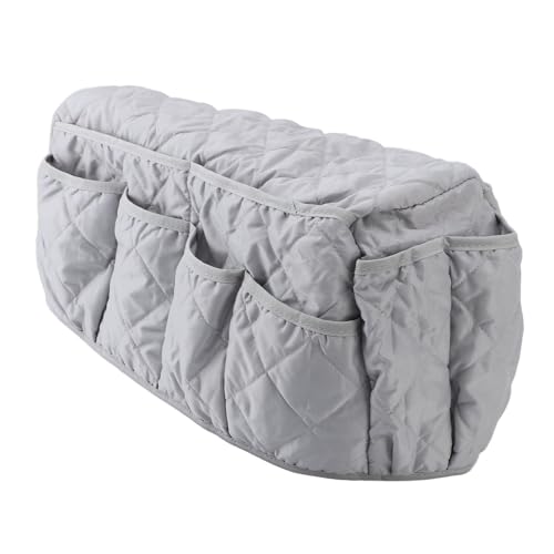 Estink Couch Armlehre Aufbewahrungstasche 14 Taschen Multifunktionen Organizer TV -Fernbedienungshalter für Wohnzimmersofa Premium -Stoffmaterial (Grey) von Estink