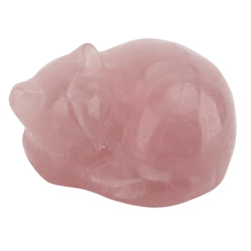 Estink Crystal Sleeping Cat Figur Compact Stone Statue für Haus- oder Bürodekoration, Bedeutungsvolles Gegenwart, Kristallbegeisterte (PINK) von Estink