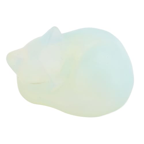 Estink Crystal Sleeping Cat Figur Compact Stone Statue für Haus- oder Bürodekoration, Bedeutungsvolles Gegenwart, Kristallbegeisterte (Weißes Protein) von Estink