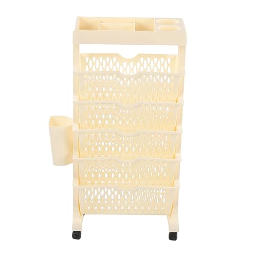 Estink Dicke Kapazität Verdickte Rolling Book -Rack für Tebssüchtiges Wohnzimmer - 6 stufig Bewegliche Bücherregal mit Universell (Beige) von Estink