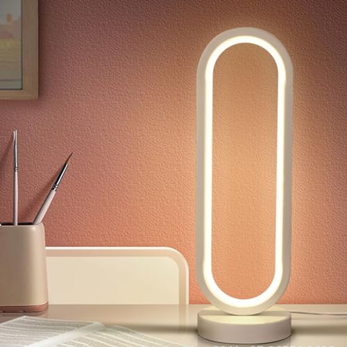 Estink Dimmbare Ovale LED -Tischlampe mit Augenpflegelicht für Schlafzimmerbüro, Stilvolles Nachtlicht mit USB -Kraft für Moderne Wohnkultur (weißes Licht dimmbar) von Estink