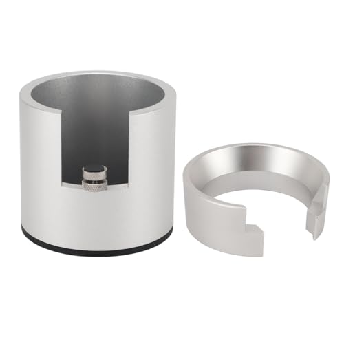 Estink Haltbarer Kaffee -Portafilter -Halter mit Dosierungstrichter, Effizienter Aluminium Tampingständer für Home Bar, 58 Mm Kaffeemaschine Portafilter Ständer (SILVER) von Estink