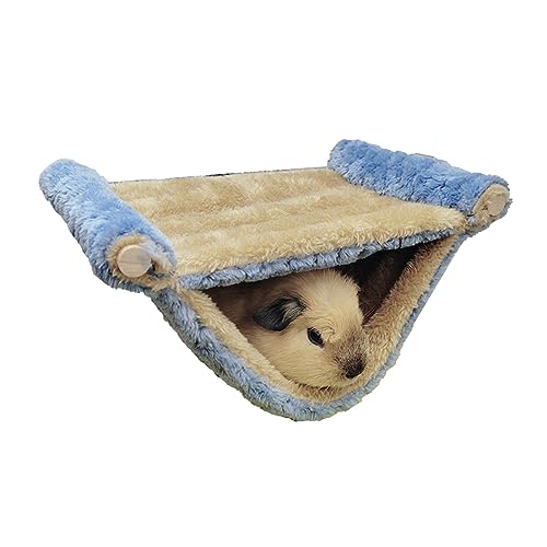 Estink Hamster Warme Doppelschicht Hängende Hängemattenbett für Gemütliche Ruhe, Geeignet für Kleine Haustiere, Plüschmaterial (Blue) von Estink