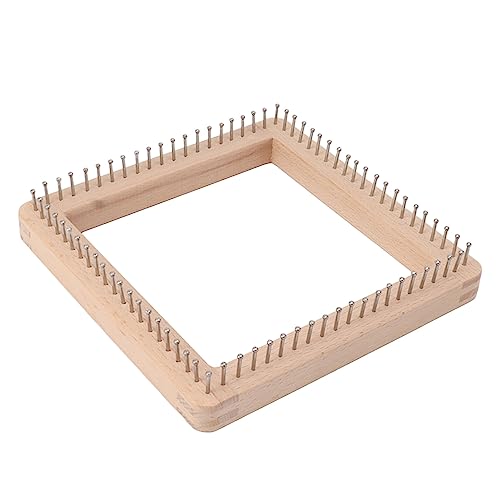 Estink Hölzernes Mini -Quadrat -Strickbrett mit Haken für DIY Webmattenhaarbanddecke, Verbesserung der Fähigkeiten für und Erwachsene, Massives Holzmaterial (L für Größe 41-47) von Estink