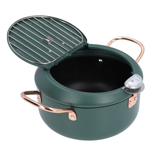 Estink Japanische Tempura Fry Pot Iron Cooking Topf mit Öltemperaturmesser für Verschiedene Kochmethoden in der Familienküche (GREEN) von Estink