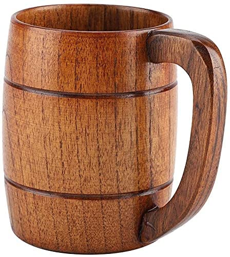Holz Bierkrug Holztassen, 350ml Handgefertigter Holz-Bierkrug, Holz Bierkrug Retro Handmade Beer Mug, für Männer Vater Biertrinker von Estink